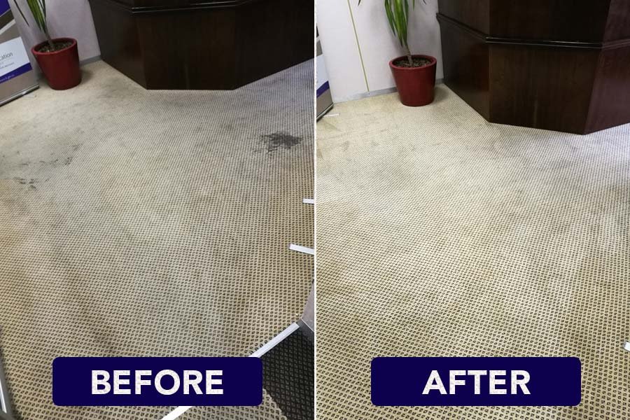 Before and after carpet cleaning results